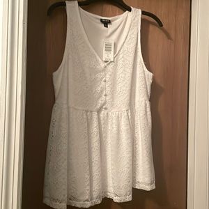 White lace tank top. Torrid Size Large (12)  Brand new with tags. Never worn.